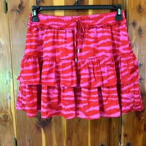Entro, women’s M, pink and red animal print skirt (with attached shorts )